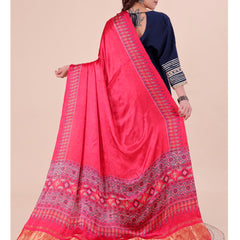 Red Women's Gaji Silk Dupatta suitable for Navratri, Diwali & All Occasions DB2201