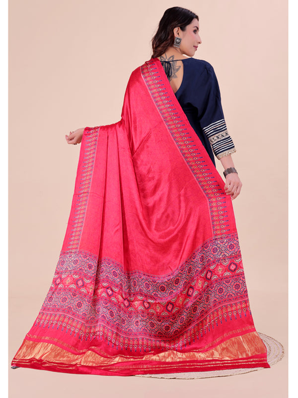 Red Women's Gaji Silk Dupatta suitable for Navratri, Diwali & All Occasions DB2201