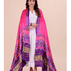 Pink Women's Gaji Silk Dupatta suitable for Navratri, Diwali & All Occasions DB2203