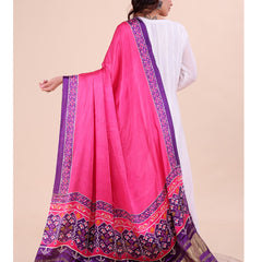 Pink Women's Gaji Silk Dupatta suitable for Navratri, Diwali & All Occasions DB2203