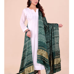 Green Women's Gaji Silk Dupatta suitable for Navratri, Diwali & All Occasions DB2206
