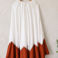 Cotton Silk WHITE-BROWN Stitched Lehenga  for Navratri DBL5046