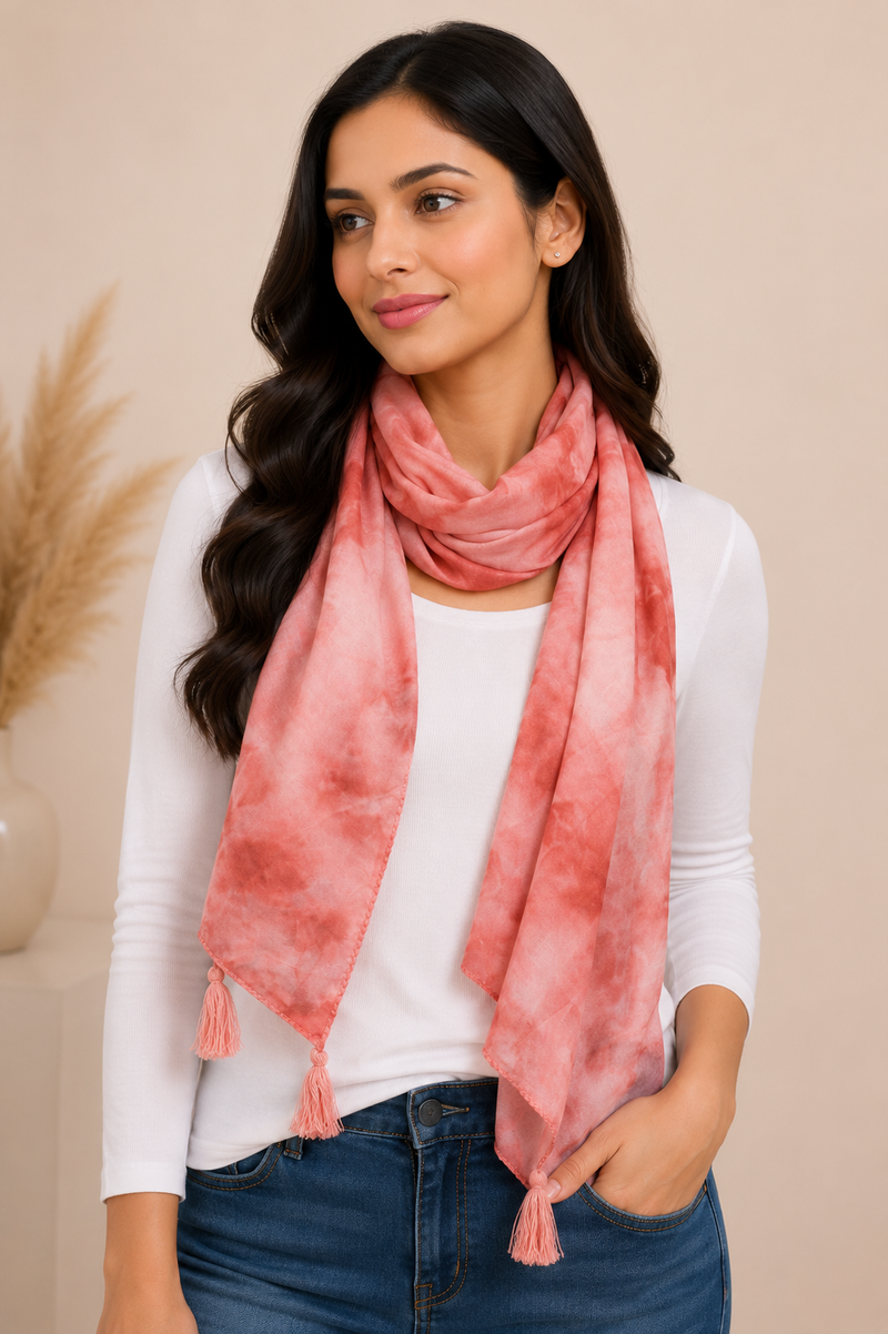 Splendid Beige Tie Dye Muslin Everyday Scarves/Stoles for Women SC100