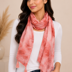 Splendid Beige Tie Dye Muslin Everyday Scarves/Stoles for Women SC100