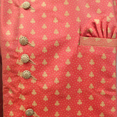Red Silk Blend Sherwani Set with White Pyjama for Men - DBMS1006