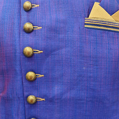 Purple Silk Blend Sherwani Set with Beige Pyjama for Men - DBMS1015