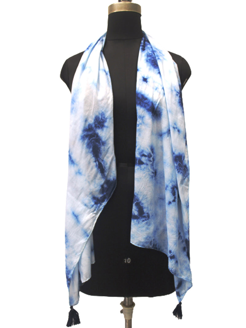 Beautiful Dark Blue Tie Dye Muslin Everyday Scarves/Stoles for Women SC101