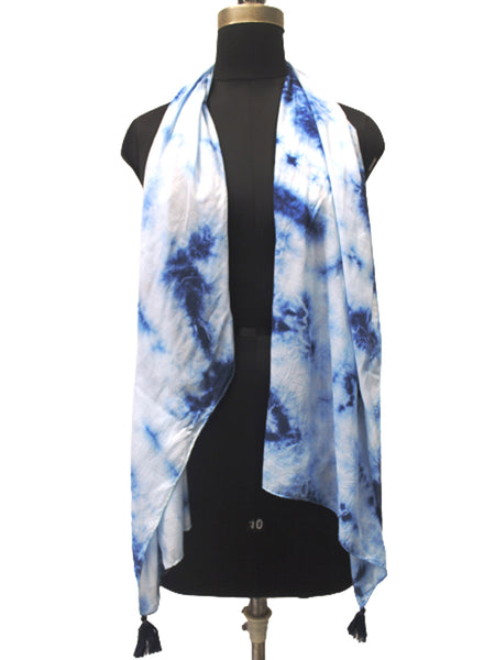 Beautiful Dark Blue Tie Dye Muslin Everyday Scarves/Stoles for Women SC101