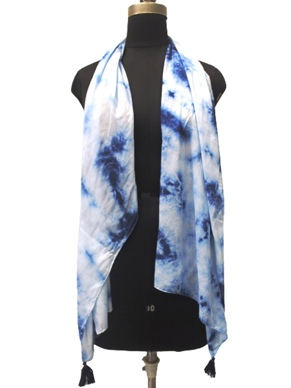 Beautiful Dark Blue Tie Dye Muslin Everyday Scarves/Stoles for Women SC101