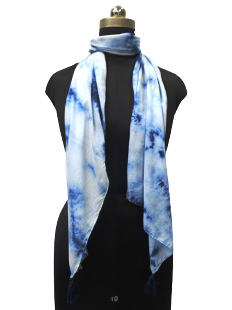 Beautiful Dark Blue Tie Dye Muslin Everyday Scarves/Stoles for Women SC101