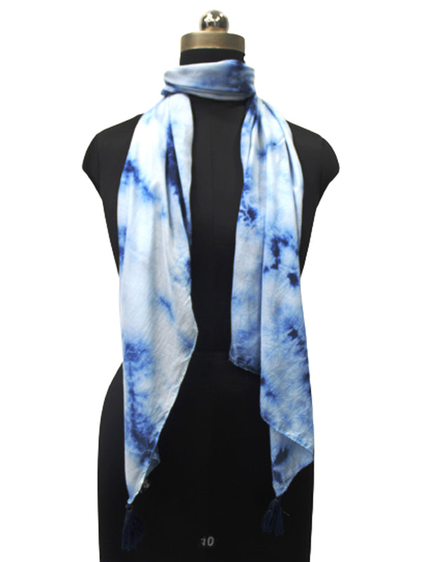 Beautiful Dark Blue Tie Dye Muslin Everyday Scarves/Stoles for Women SC101