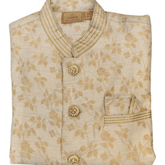White Silk Blend Sherwani Set with White Pyjama for Men - DBMS1057