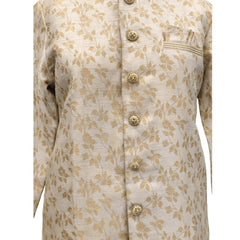 White Silk Blend Sherwani Set with White Pyjama for Men - DBMS1057