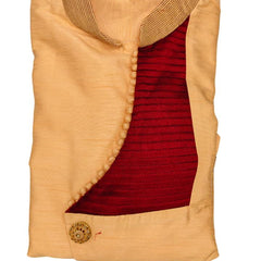 Orange Silk Blend Sherwani Set with White Pyjama for Men - DBMS1077