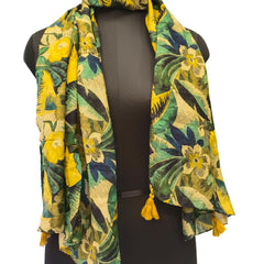 Dazzling Green Printed Muslin Daily Wear Scarves/Stoles for Women SC108