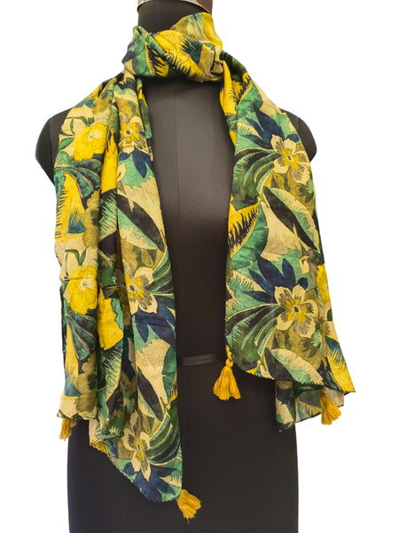 Dazzling Green Printed Muslin Daily Wear Scarves/Stoles for Women SC108