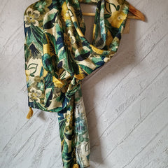 Dazzling Green Printed Muslin Daily Wear Scarves/Stoles for Women SC108