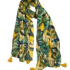 Dazzling Green Printed Muslin Daily Wear Scarves/Stoles for Women SC108