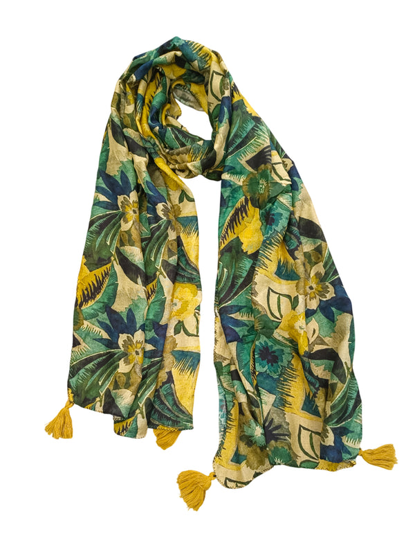 Dazzling Green Printed Muslin Daily Wear Scarves/Stoles for Women SC108