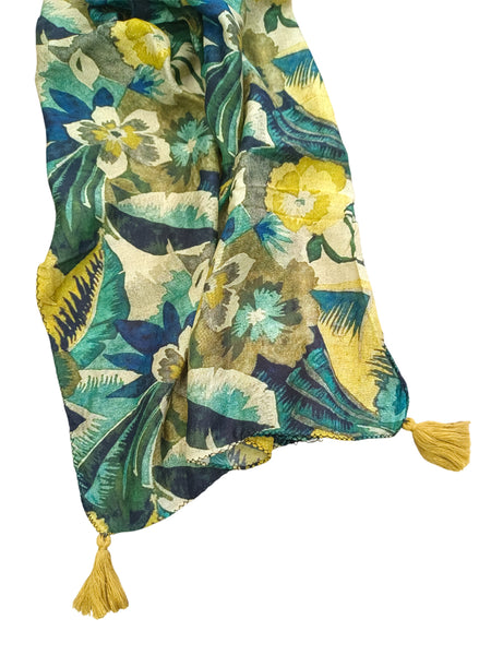 Dazzling Green Printed Muslin Daily Wear Scarves/Stoles for Women SC108