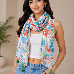 Pleasing Multicolor Printed Muslin Everyday Scarves/Stoles for Women SC109