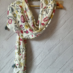 Classy Cream Printed Muslin Everyday Stylish Scarves/Stoles for Women SC10