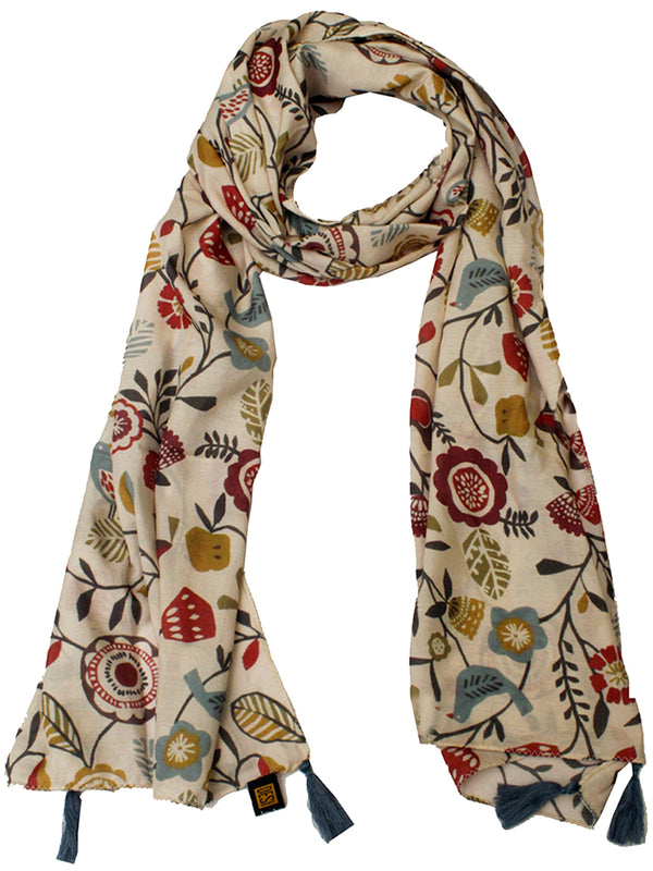 Classy Cream Printed Muslin Everyday Stylish Scarves/Stoles for Women SC10