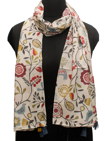 Classy Cream Printed Muslin Everyday Stylish Scarves/Stoles for Women SC10