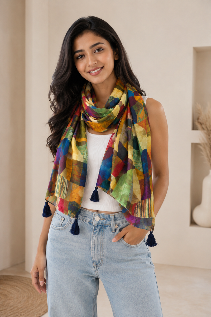 Dazzling Multicolor Printed Muslin Everyday Scarves/Stoles for Women SC110