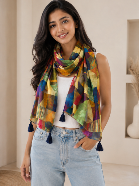 Dazzling Multicolor Printed Muslin Everyday Scarves/Stoles for Women SC110