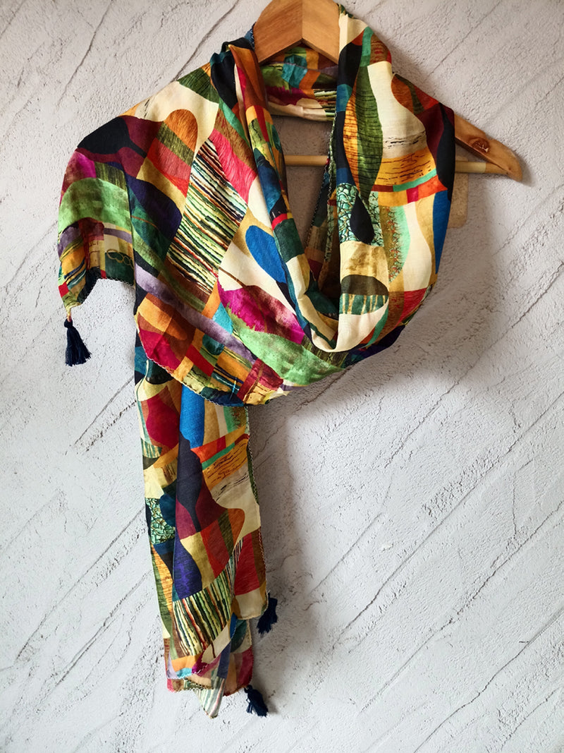 Dazzling Multicolor Printed Muslin Everyday Scarves/Stoles for Women SC110