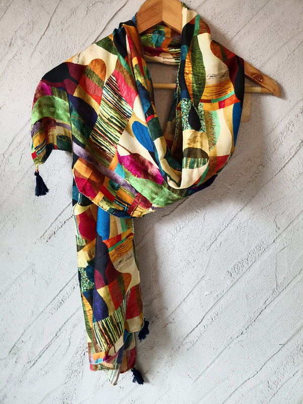 Dazzling Multicolor Printed Muslin Everyday Scarves/Stoles for Women SC110