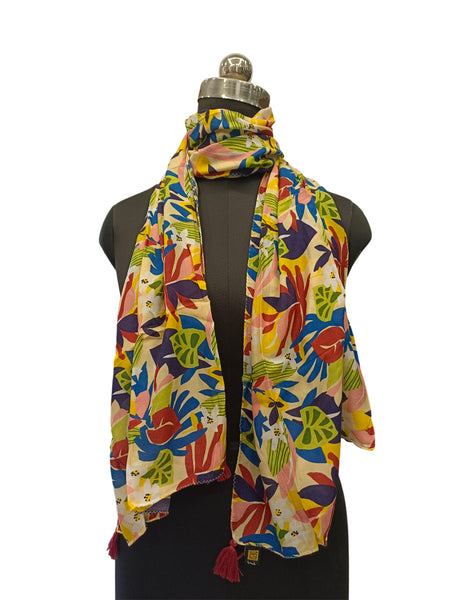 Dazzling Multicolor Printed Muslin Everyday Scarves/Stoles for Women SC111