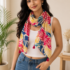 Dazzling Multicolor Printed Muslin Everyday Scarves/Stoles for Women SC112