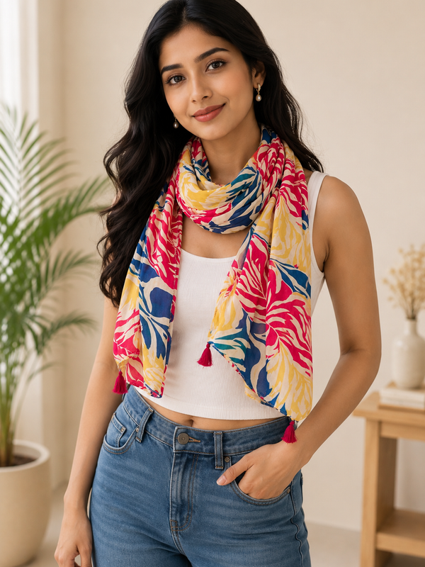 Dazzling Multicolor Printed Muslin Everyday Scarves/Stoles for Women SC112
