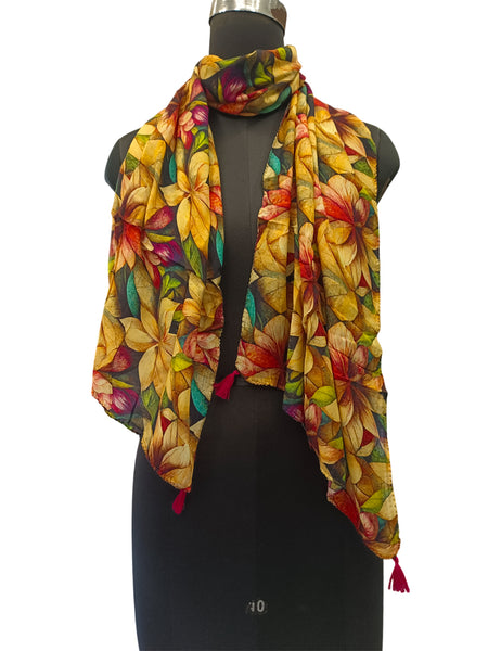 Dazzling Multicolor Printed Muslin Everyday Scarves/Stoles for Women SC113