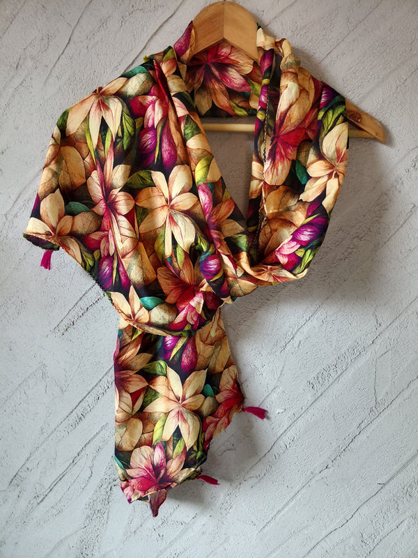 Dazzling Multicolor Printed Muslin Everyday Scarves/Stoles for Women SC113