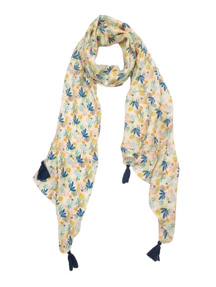 Dazzling White Printed Muslin Everyday Scarves/Stoles for Women SC114