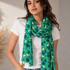 Dazzling Blue Printed Muslin Everyday Scarves/Stoles for Women SC115