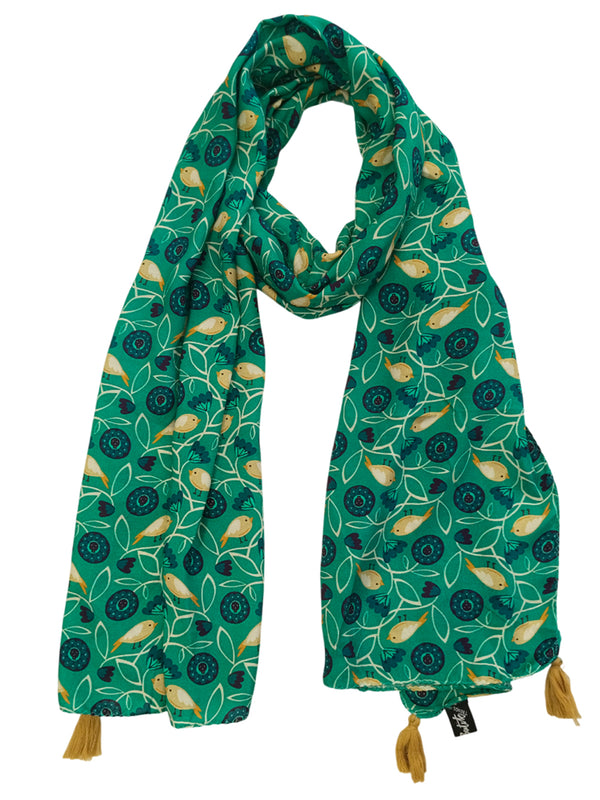 Dazzling Blue Printed Muslin Everyday Scarves/Stoles for Women SC115