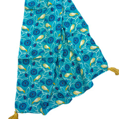 Dazzling Blue Printed Muslin Everyday Scarves/Stoles for Women SC115
