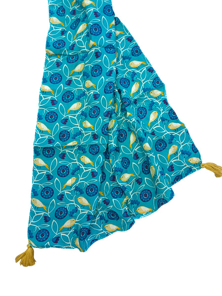 Dazzling Blue Printed Muslin Everyday Scarves/Stoles for Women SC115