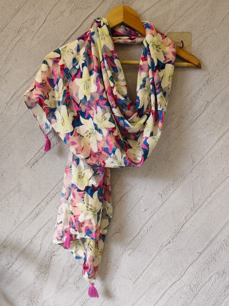 Dazzling Multicolor Printed Muslin Everyday Scarves/Stoles for Women SC116