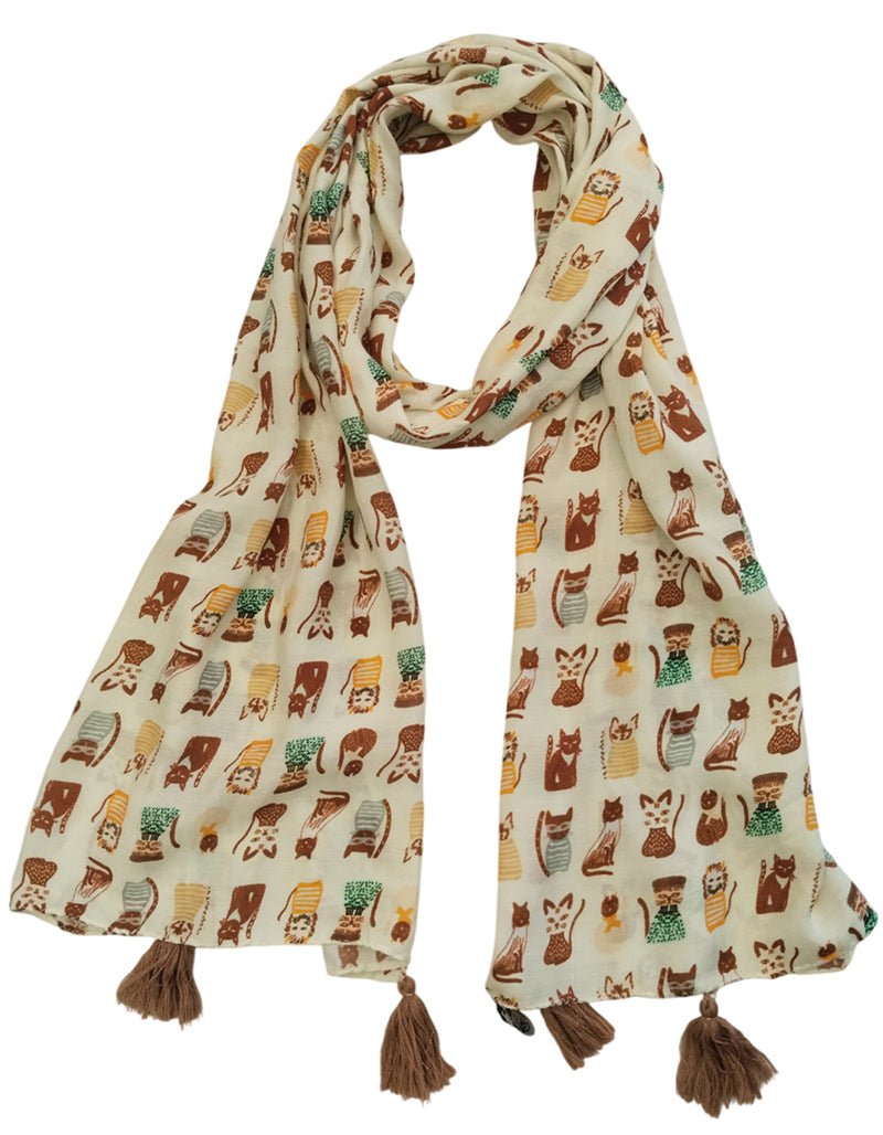 Dazzling Beige Printed Muslin Everyday Scarves/Stoles for Women SC117