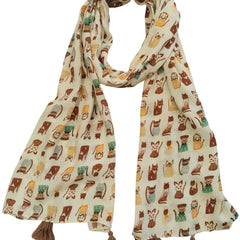 Dazzling Beige Printed Muslin Everyday Scarves/Stoles for Women SC117