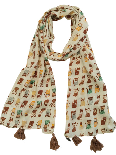 Dazzling Beige Printed Muslin Everyday Scarves/Stoles for Women SC117