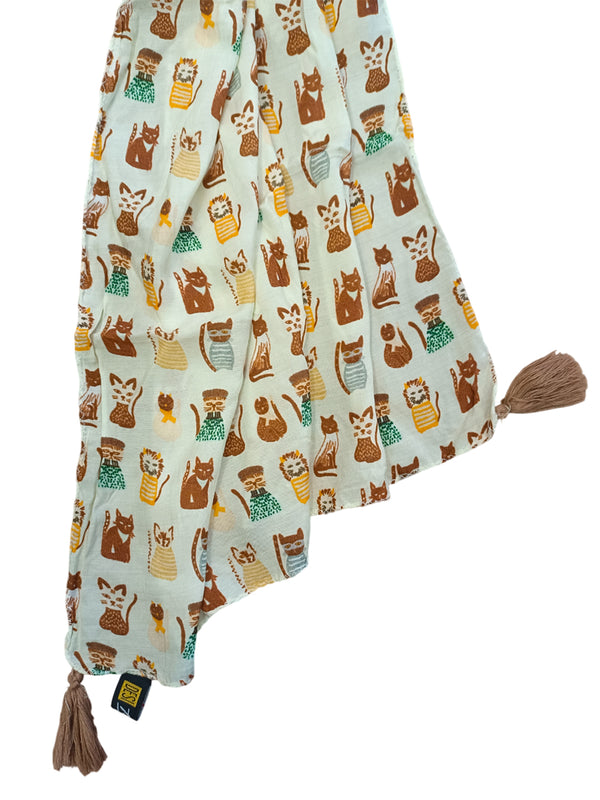 Dazzling Beige Printed Muslin Everyday Scarves/Stoles for Women SC117