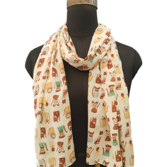 Dazzling Beige Printed Muslin Everyday Scarves/Stoles for Women SC117