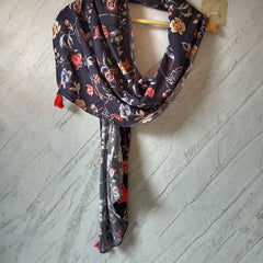 Splendid Black Printed Muslin Regular Wear Scarves/Stoles for Women SC12
