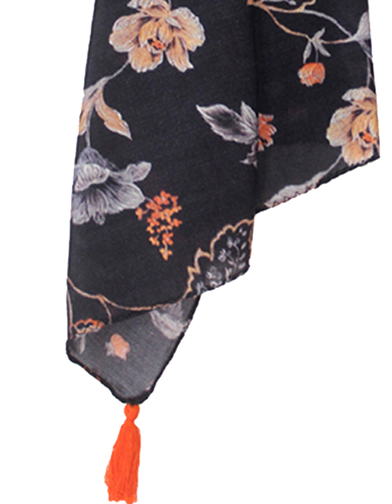 Splendid Black Printed Muslin Regular Wear Scarves/Stoles for Women SC12